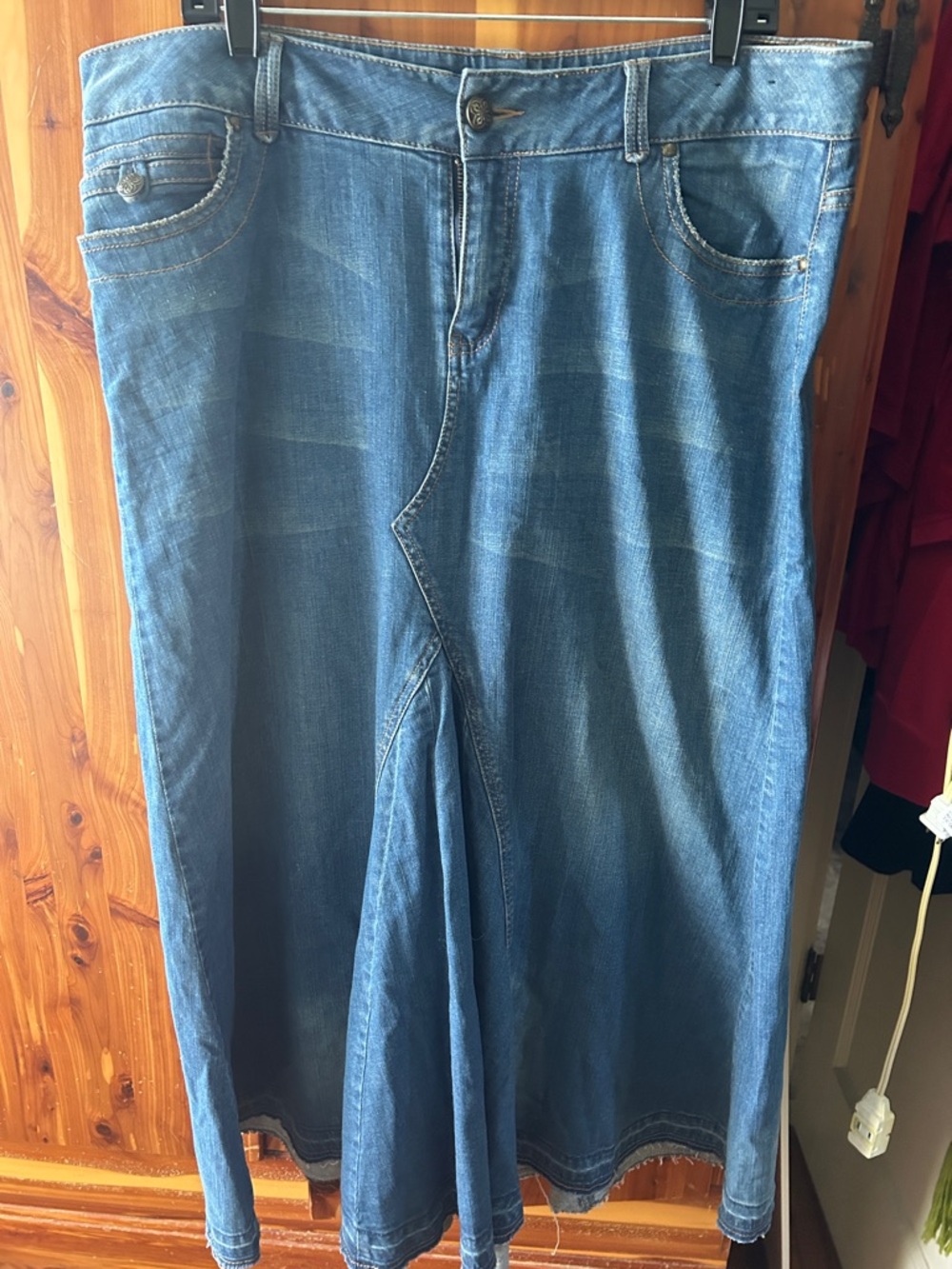 Lane Bryant Blue Denim Maxi Skirt, “reminds me of free people inspired “